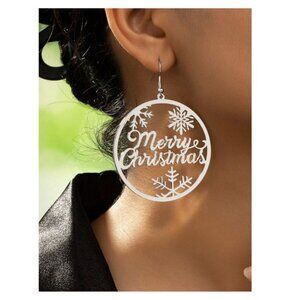 Silver Merry Christmas Earrings